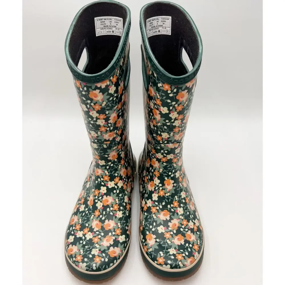 Bogs Kids RainBoot US 5 EU 38 Floral Green Multicolor Waterproof NWOB